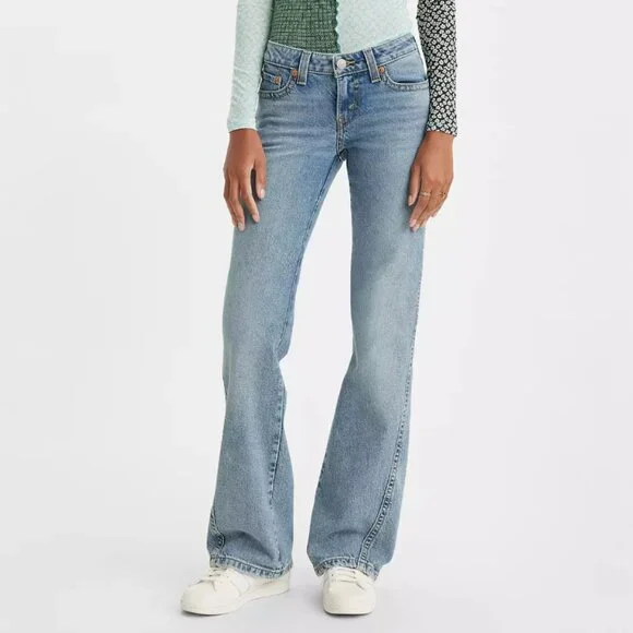 Levi's Naughties Low Rise Bootcut Vintage 2000 Back Pocket Light Blue Jeans - Picture 2 of 15